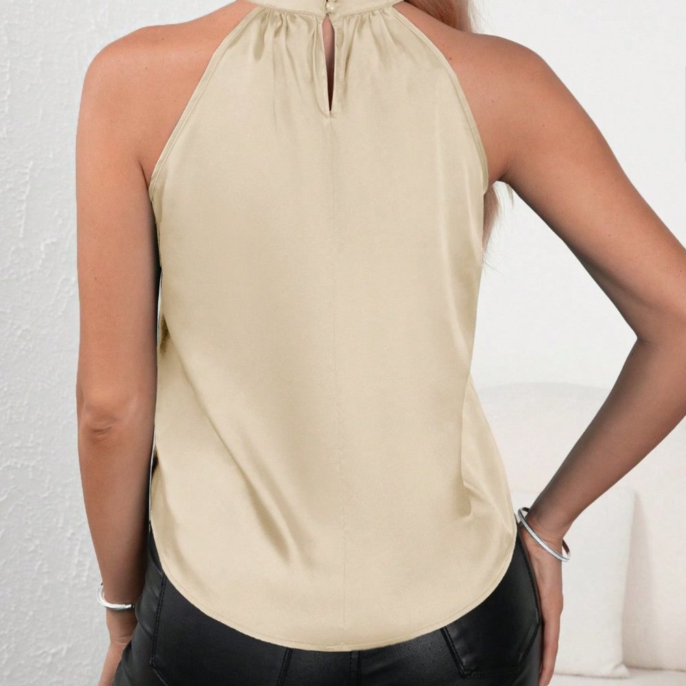 Halter Neck Satin Top, Tank tops for women, Satin Blouse - Picture 3 of 5